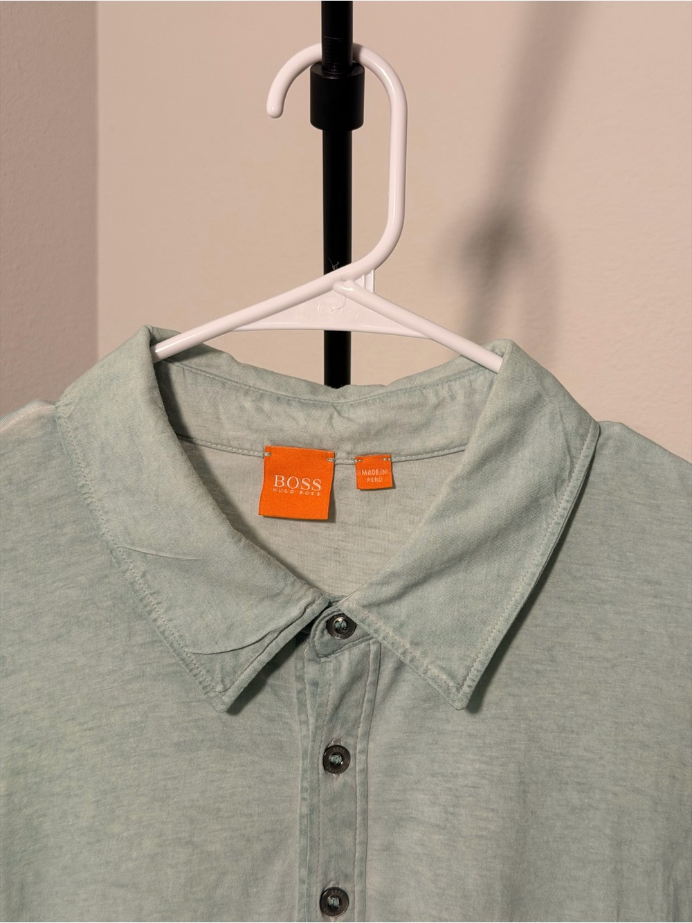 BOSS Light Mint Green Casual Button-Down Shirt